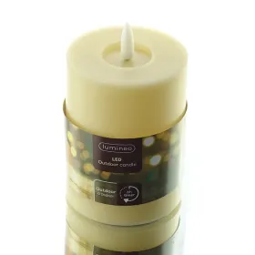 Lumineo LED Wachskerze Cremefarben Ø 7,5 cm Höhe 14,3 cm - warmweiß