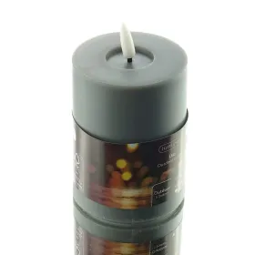 Lumineo LED Wachskerze Grau Ø 7,5 cm Höhe 14,3 cm - warmweiß