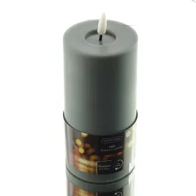 Lumineo LED Wachskerze Grau Ø 7,5 cm Höhe 17 cm - warmweiß
