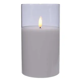 Lumineo LED Wachskerze Weiß im Glaszylinder Ø 10 Höhe 17,5 cm - warmweiß Lumineo LED Wachskerze Weiß im Glaszylinder Ø 10 Höhe 17,5 cm - warmweiß