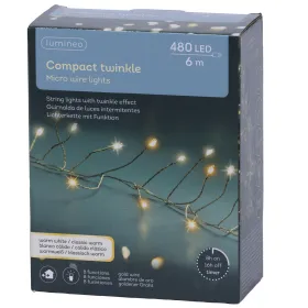 Lumineo Micro LED Lichterkette Compact mit Funktionen 600 cm 480 Lichter - goldfarben/warmweiß & klassisch warm