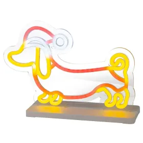 Lumineo Neon LED Szene Dackel Kunststoff Länge 10 cm Weite 30,5 cm Höhe 21 cm - bunt
