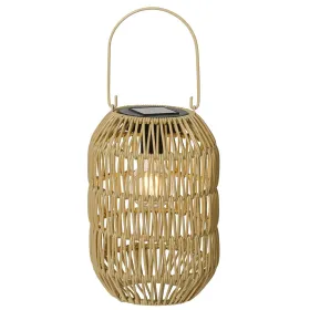 Lumineo Solar LED Laterne Beige-Braun Flechtoptik Ø 16 cm Höhe 24,5 cm warmweiß - Metall & Kunststoff