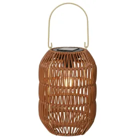 Lumineo Solar LED Laterne Braun in Flechtoptik Ø 16 cm Höhe 24,5 cm warmweiß - Metall & Kunststoff