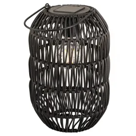 Lumineo Solar LED Laterne Schwarz in Flechtoptik Ø 16 cm Höhe 24,5 cm warmweiß - Metall & Kunststoff