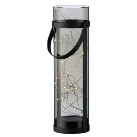 Lumineo Solar LED Laterne Schwarz & Rauchgrau Ø 10 cm Höhe 34 cm 40 Lichter Acryl - warmweiß