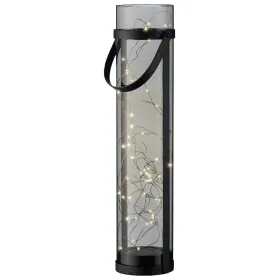 Lumineo Solar LED Laterne Schwarz & Rauchgrau Ø 10 cm Höhe 46 cm 50 Lichter Acryl - warmweiß