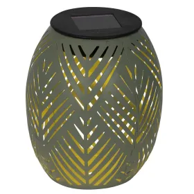 Lumineo Solar LED Windlicht Grün Ø 12 cm Höhe 15 cm warmweiß - Metall & Kunststoff