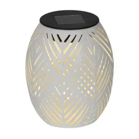 Lumineo Solar LED Windlicht Weiß Ø 12 cm Höhe 15 cm warmweiß - Metall & Kunststoff