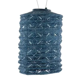 LUMIZ Lampion Solarlampe Cylinder 18 Mandela Petrol blaugrau Ø 18 cm - Tyvek®