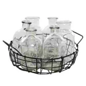 nature trends Draht-Korb Schwarz mit 6 Glas-Flaschen rund Ø 22 cm x 5,5 cm nature trends Draht-Korb Schwarz mit 6 Glas-Flaschen rund Ø 22 cm x 5,5 cm
