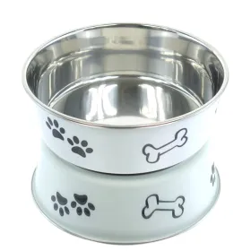 Nobby® Hunde Edelstahlnapf FUSION L Weiß rutschfest Ø 20 cm ca. 1.800 ml