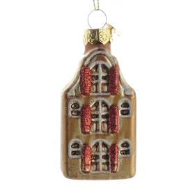 Nostalgie Weihnachtsanhänger Amsterdammer Grachtenhaus Goldbraun 7,5 cm - Glas Nostalgie Weihnachtsanhänger Amsterdammer Grachtenhaus Goldbraun 7,5 cm - Glas
