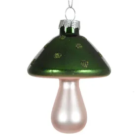 Nostalgie Weihnachtsanhänger Pilz Dunkelgrün Ø 6,5 cm - Glas