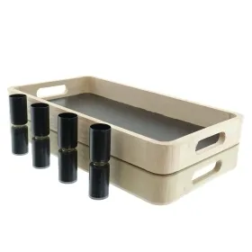 Riffelmacher Deko-Tablett 4 magnetische schwarze Kerzenhalter Holz 33 x 18 cm - Holz & Metall