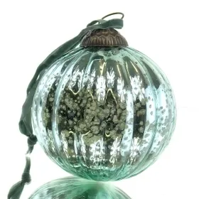 Riffelmacher Prunkvoller Weihnachtsschmuck Kugel Grün gerippt Antikstil Ø 10 cm - Glas