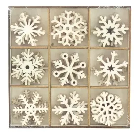Weihnachts-Streudeko Schneeflocken Beige in 9 Varianten Ø 4 cm 54 Stück- Holz