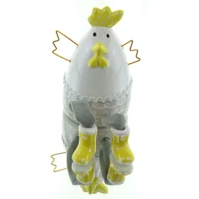 Scheulen Keramik-Huhn Arne mit Baumelbeinen, gelb-grau, 9,3x7xH10,5 cm