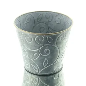 SCHEULEN Zink-Topf Grau konisch Ranken-Design & goldfarbener Rand Ø 14 cm SCHEULEN Zink-Topf Grau konisch Ranken-Design & goldfarbener Rand Ø 14 cm