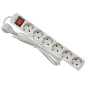 Lumineo Steckdosenleiste EU Weiß 6-schräg angeordnet für den Innenbereich mit Schalter