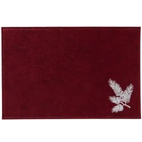 Tischset Naemi rechteckig rot mit beigen Tannenzweigen Länge 45 cm Breite 0,50 cm Höhe 30 cm - Baumwolle & Polyester