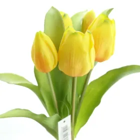 Tulpenstrauß Gelb aus 5 Stielen 31 cm - Kunstblumen