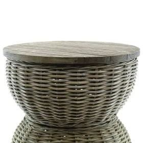 VAN DER LEEDEN Couchtisch Teak/Rattan Grau Ø 65 Höhe 32 cm