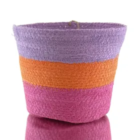 VAN DER LEEDEN Korb Pink Lila Orange Ø 18 cm Höhe 15 cm - Seegras