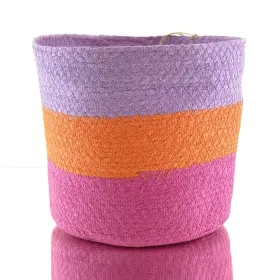 VAN DER LEEDEN Korb Pink Lila Orange Ø 22 cm Höhe 18 cm - Seegras