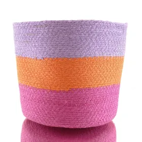 VAN DER LEEDEN Korb Pink Lila Orange Ø 25 cm Höhe 22 cm - Seegras