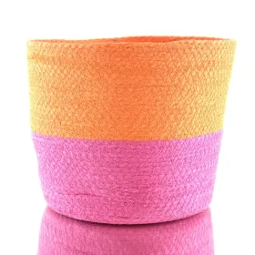 VAN DER LEEDEN Korb Pink & Orange Ø 22 cm Höhe 18 cm - Seegras