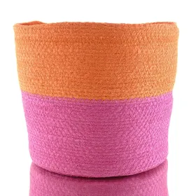 VAN DER LEEDEN Korb Seegras Pink & Orange Ø 25 cm Höhe 22 cm - Seegras
