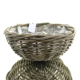 VAN DER LEEDEN Korbampel Rattan Grau mit Metallaufhänger Ø 38 cm