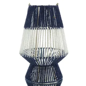 VAN DER LEEDEN Laterne mit Fuß Blau & Weiß Ø 26 cm Höhe 50 cm - Papierseil & Metall