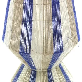 VAN DER LEEDEN Laterne Ø 35 cm Höhe 50 cm natur weiß blau - Jute
