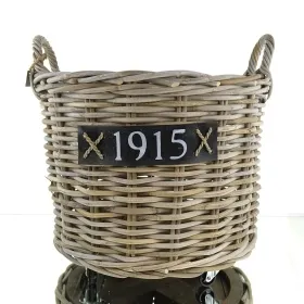 VAN DER LEEDEN Rattan Kaminholzkorb mit Rollen Ø 50 cm