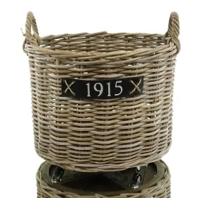 VAN DER LEEDEN Rattan Kaminholzkorb mit Rollen Ø 60 cm