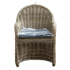 VAN DER LEEDEN Stuhl Rattan Grau 70 x 64 cm Höhe 85 cm + Kissen