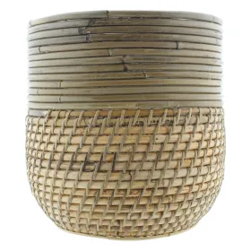 VAN DER LEEDEN Topf Stripe/Lombok grau blond Ø 21 Höhe 20 cm