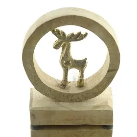 Weihnachstdeko Mahola Hirsch Goldfarben im Holzring auf Sockel 15 cm Weihnachstdeko Mahola Hirsch Goldfarben im Holzring auf Sockel 15 cm