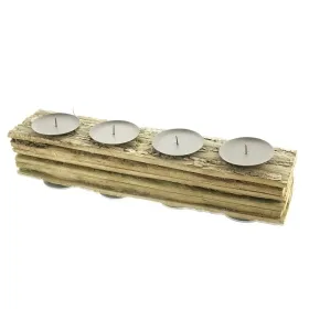 Weihnachtlicher 4-fach Kerzenhalter aus Pappelholz mit Rinde für Stumpenkerzen Weihnachtlicher 4-fach Kerzenhalter aus Pappelholz mit Rinde für Stumpenkerzen
