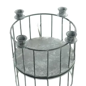 Weihnachtlicher 4-fach Spitzkerzenhalter Grau gewischt Korbform Ø 23 cm - Metall