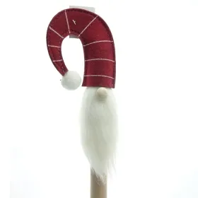 Weihnachtlicher Dekostecker Santa Rot & Grau gestreifte Mütze 50 cm - Holz