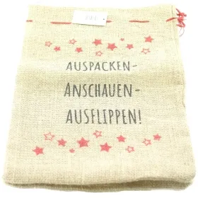 Weihnachtlicher Jutesack mit Aufdruck auspacken anschauen ausflippen 36 x 48 cm