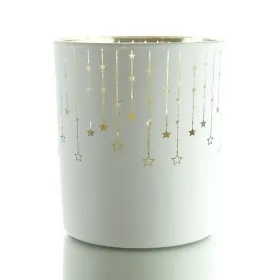 Weihnachtliches Teelicht FALLING STARS Sternenregen Weiß Ø 8 cm aus Glas