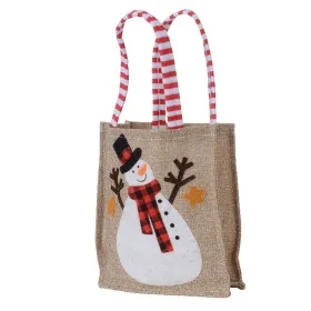 Weihnachts-Geschenketasche Schneemann Rot & Weiß 19 x 16 cm - Polyester