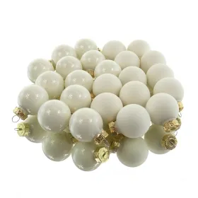 Weihnachts-Micro-Kugeln Wollweiß Ø 2,5 cm aus Glas - 24er Set