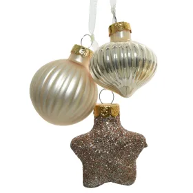 Anhänger 3er Bundle matt, glanz & Glitter perle - Glas