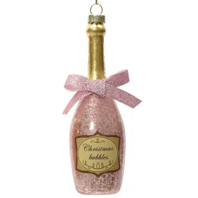 Weihnachtsanhänger Champagnerflasche rosa - Glas