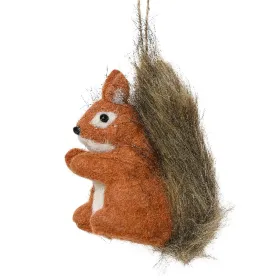 Weihnachtsanhänger Eichhörnchen Braun - Weiß 5,5 cm - Filzwolle